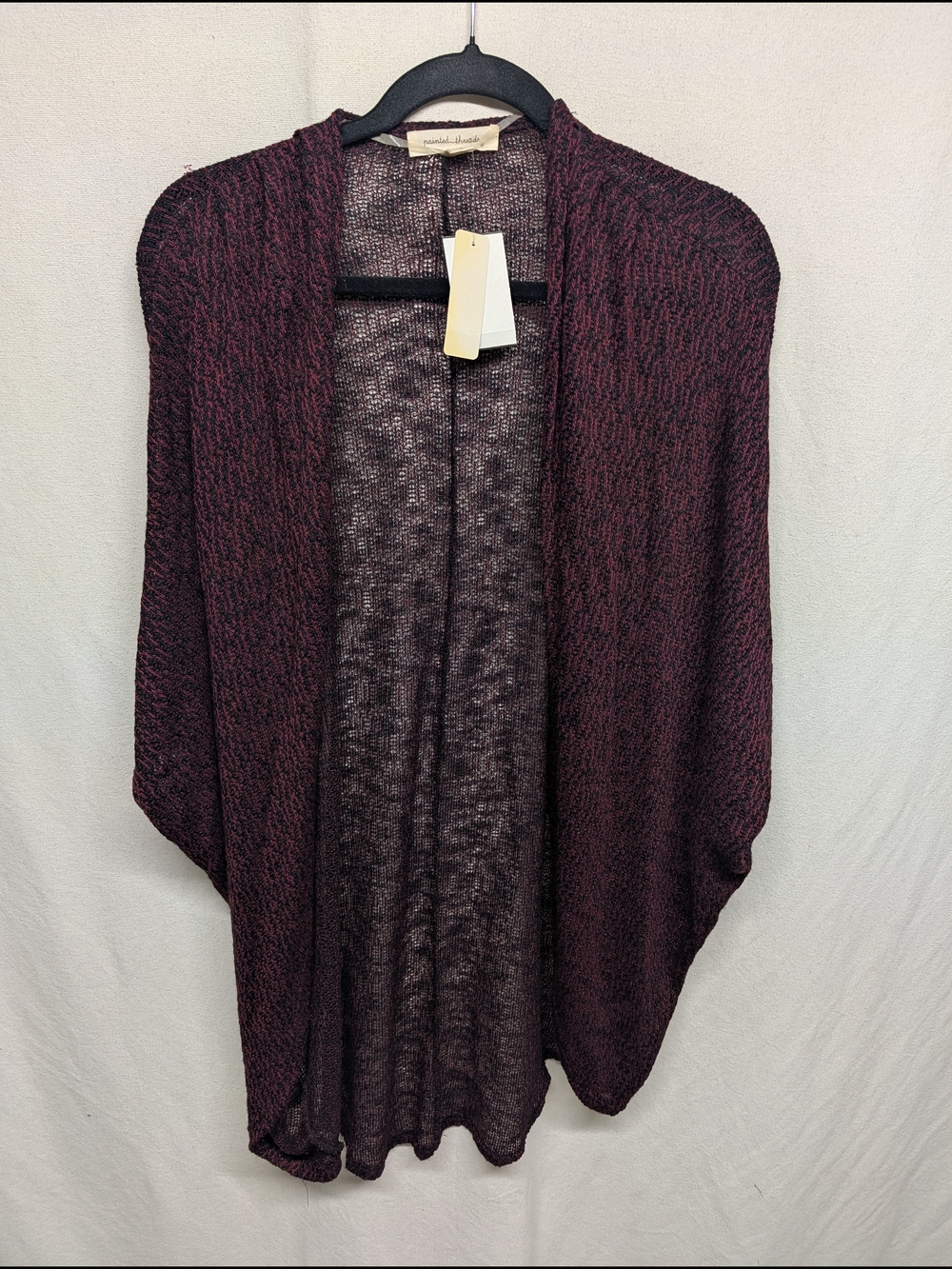 Nordstrom Marled Burgundy Open-Front Cardigan